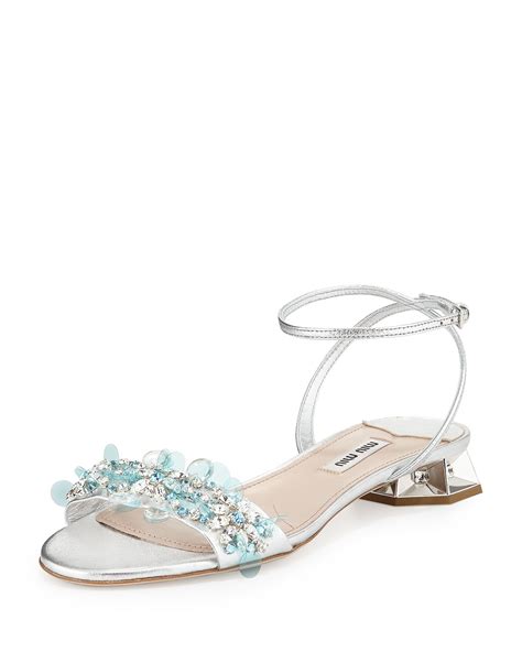 MIU MIU HEELED SANDAL Argento 